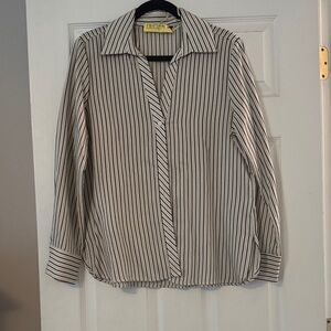 Zara Black & White Vertical Stripe Button-Down Shirt